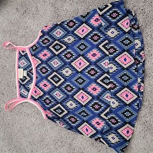 Self Esteem Babydoll Top Spaghetti Straps Geometric Print Small